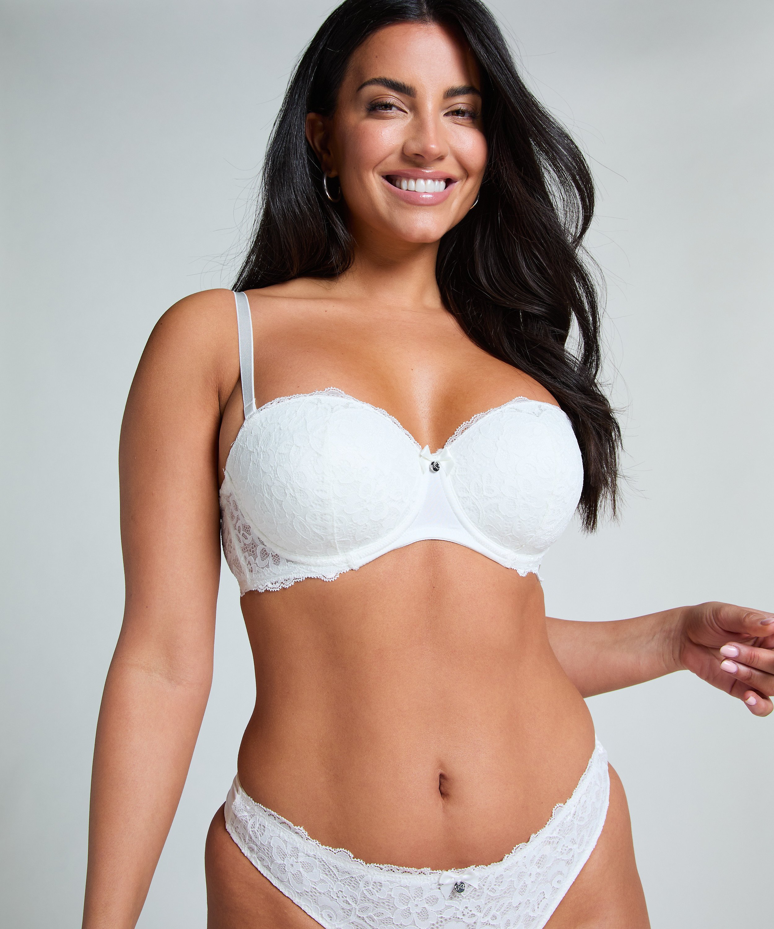 Soutien-gorge à armatures préformé Marine, Blanc, main