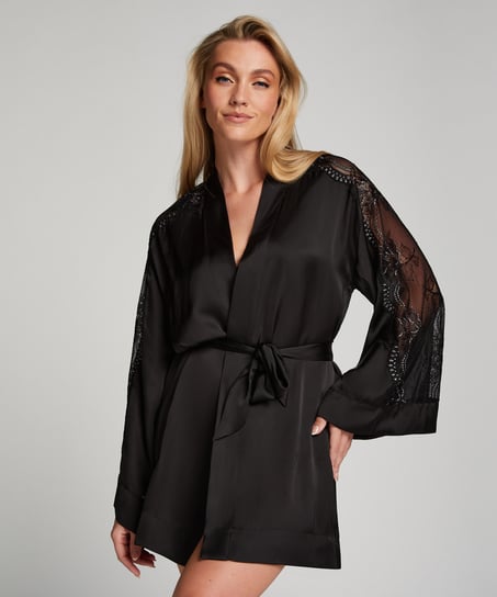 Kimono Satin Donna Sparkle, Noir