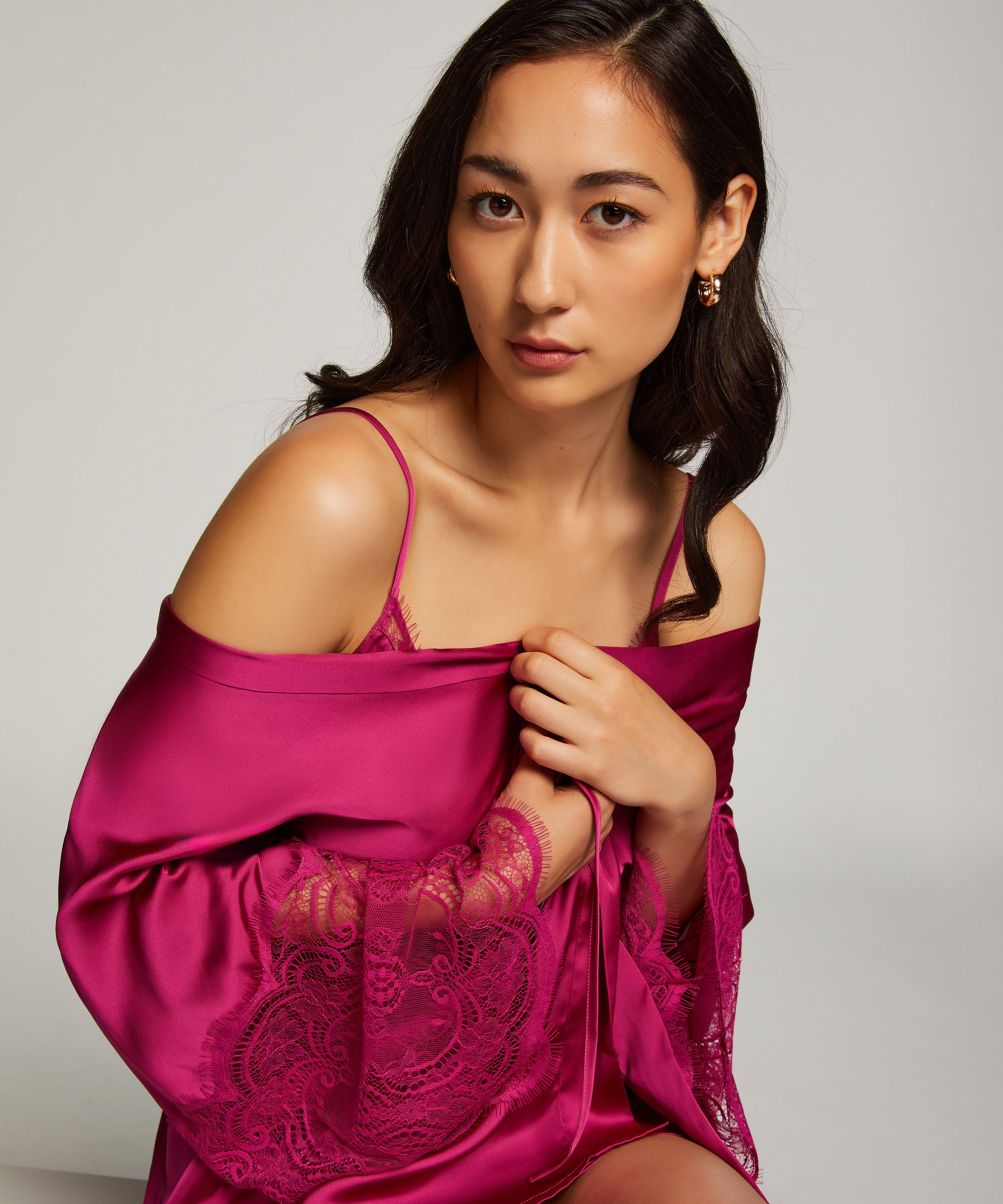Kimono Satin, Rose, main