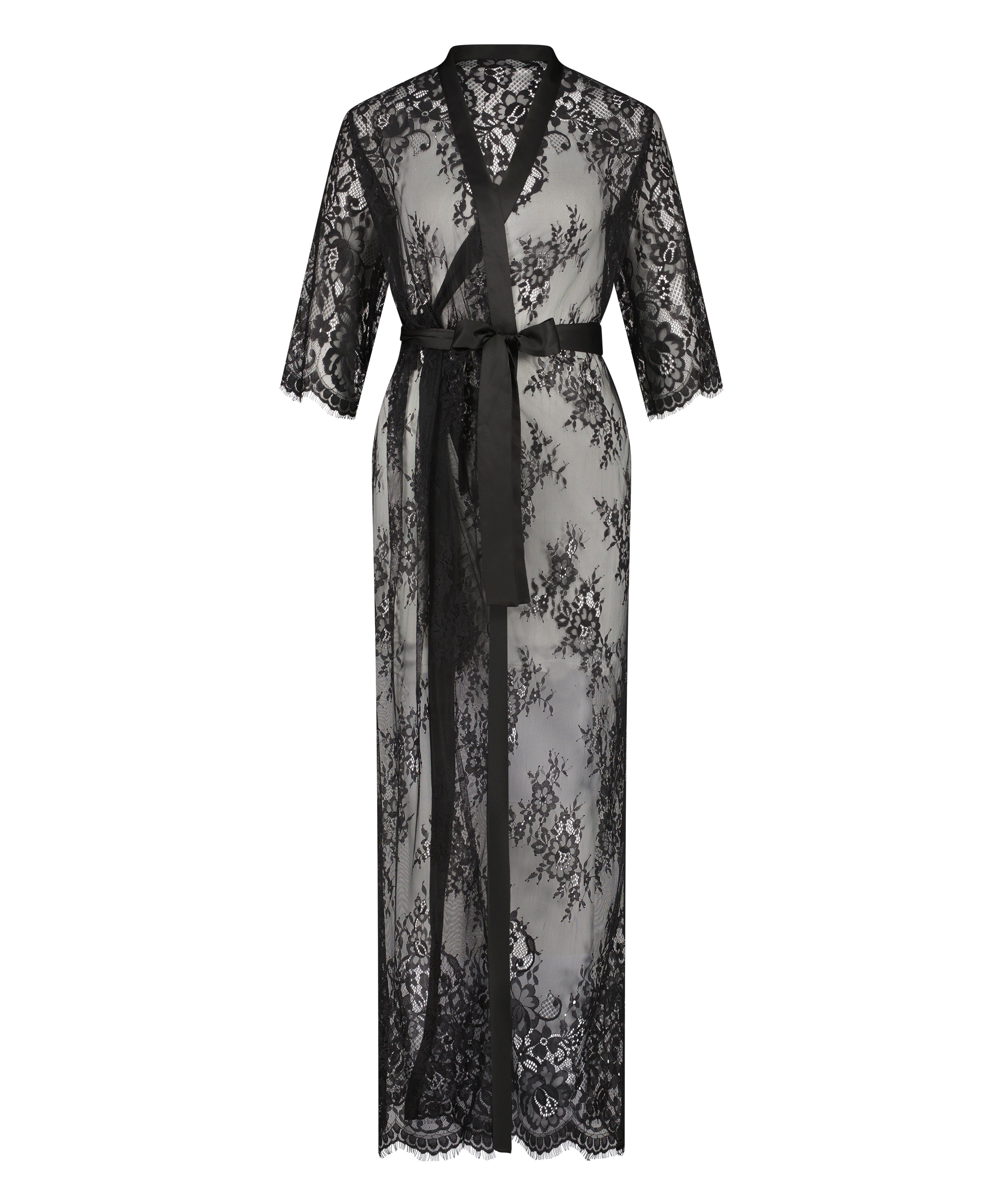 Long Kimono Allover Lace, Noir, main
