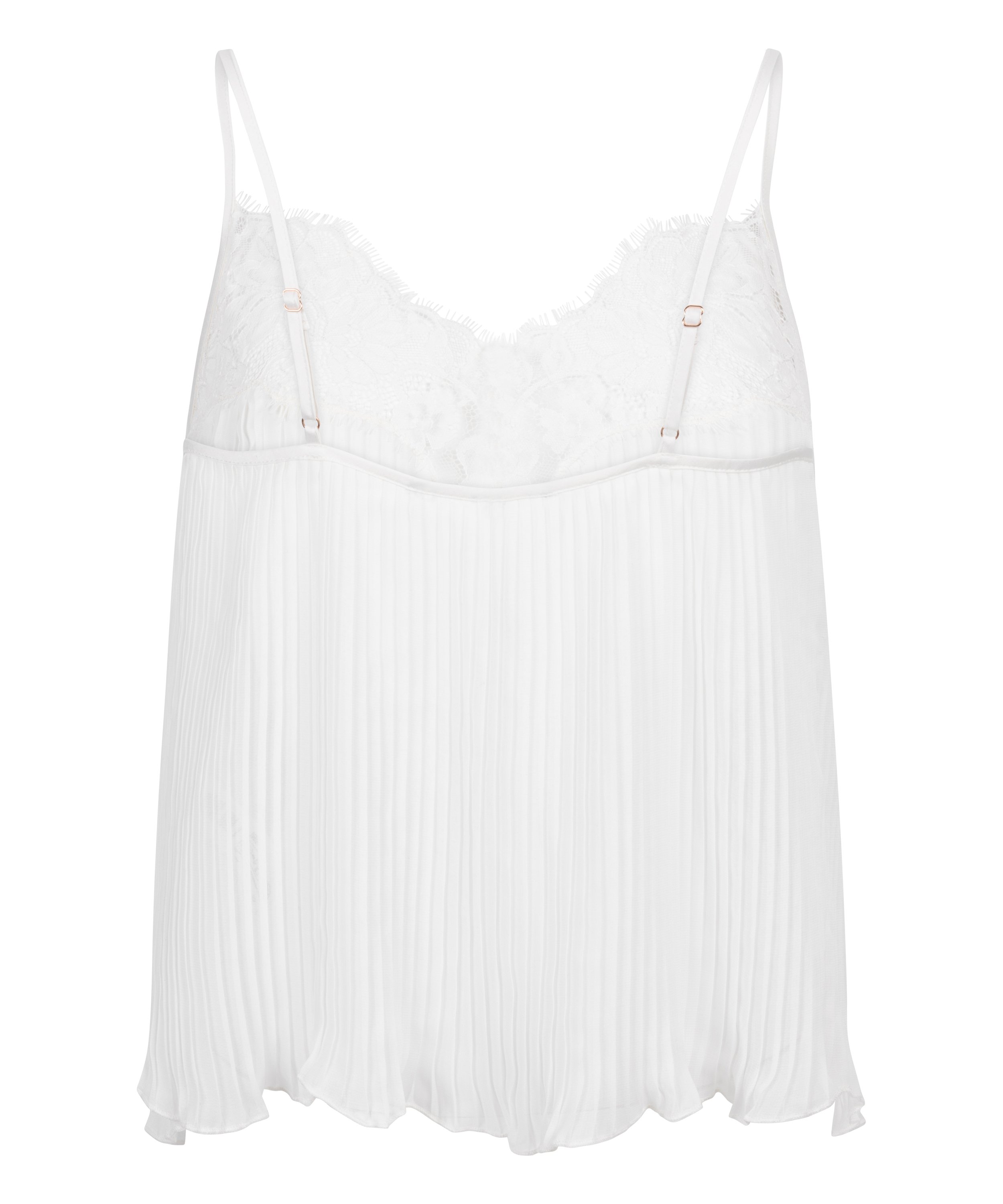 Cami en dentelle Plisse, Blanc, main