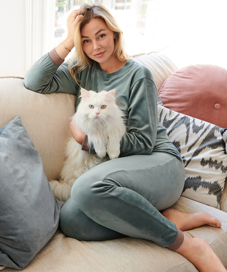 Jogginghose Velours Lurex, grün