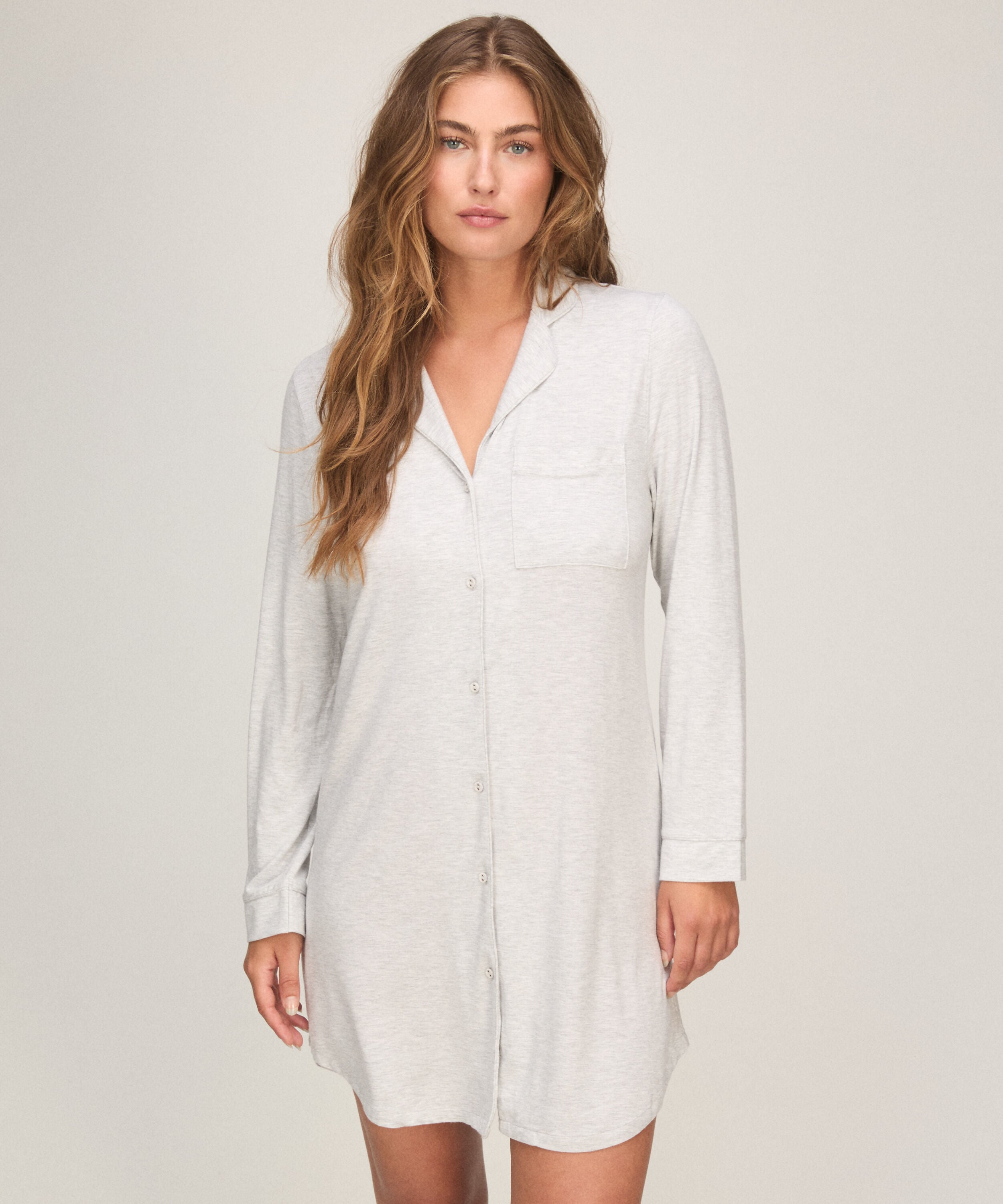 Langärmeliges Jersey-Hemdkleid Essential