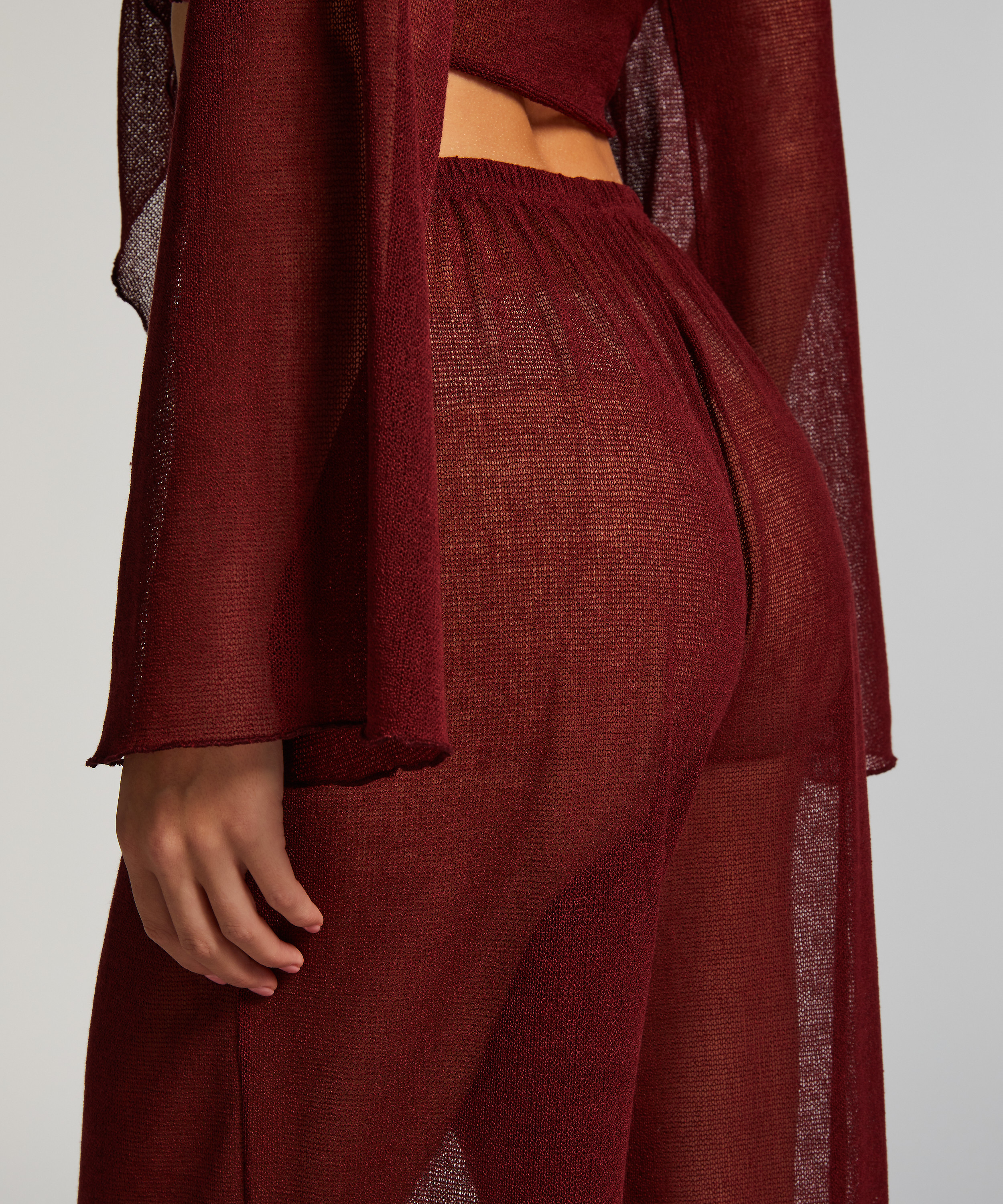 Strandhose aus offenem Strick, Rot, main