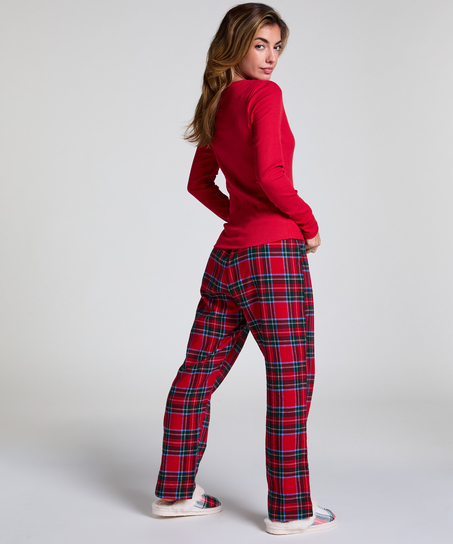 Top mit V-Ausschnitt, Longsleeve, Rot