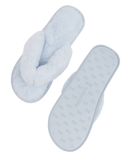 Hausschuhe Fake Fur, Blau