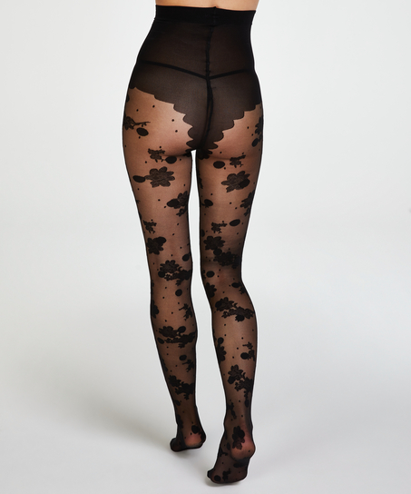 Strumpfhose 20 Denier Lacy Spots, Schwarz
