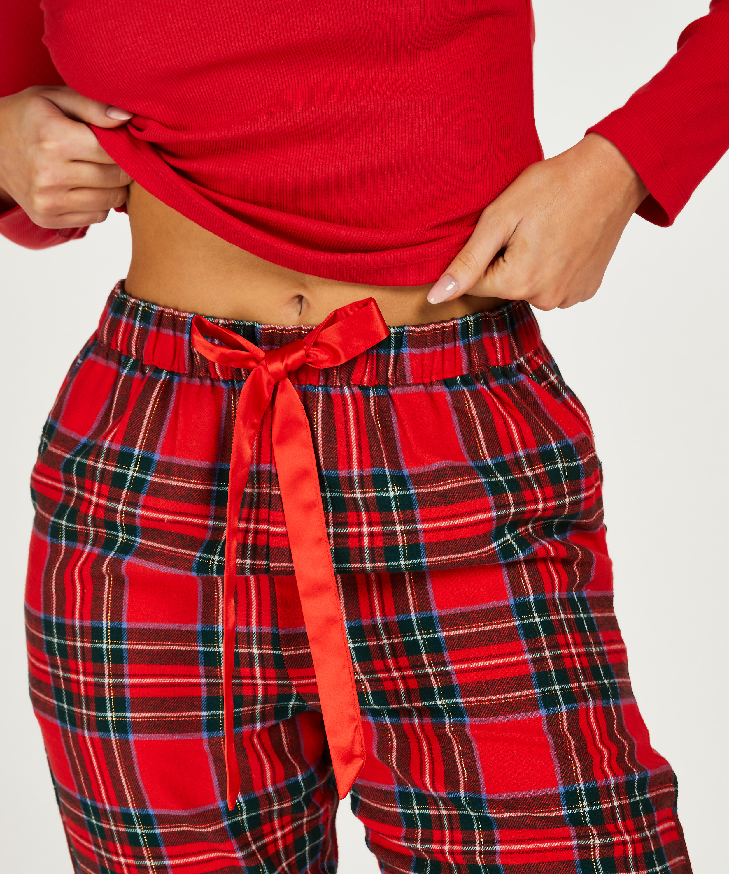 Tall Pyjamahose aus Flanell, Rot, main