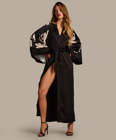 Kimono Satin Bloom, Noir