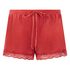 Shorts aus Velours mit Spitze, Rot