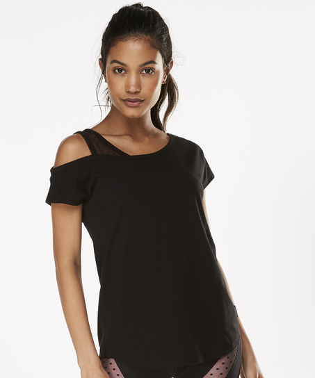 HKMX Kurzarm-Sport-Shirt Branded, Schwarz