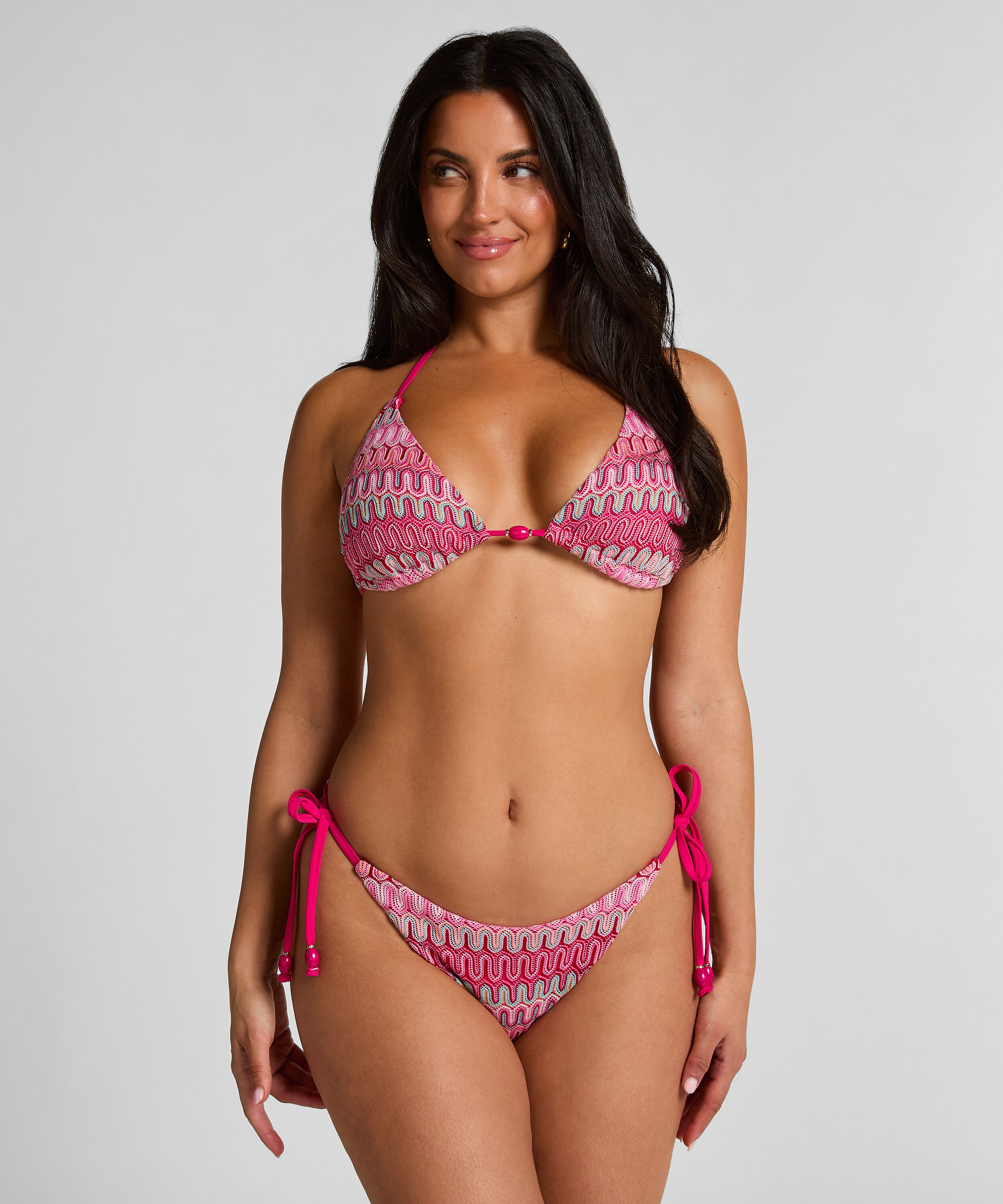 Bas de bikini à jambe haute Cali, Rose