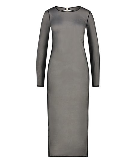Langes transparentes Kleid, Schwarz