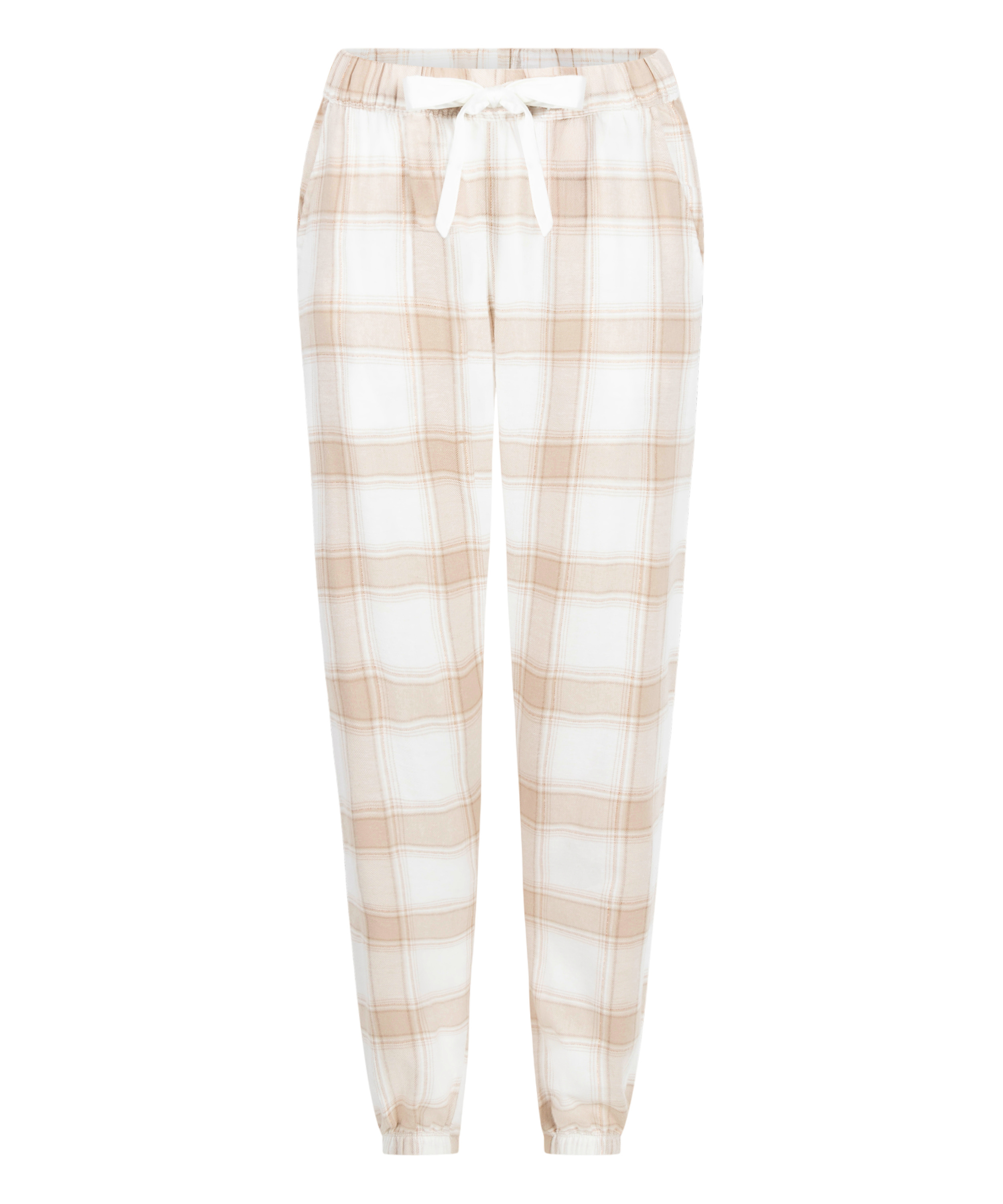 Pyjamahose aus Flanell, Beige, main