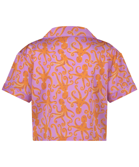 Kurz&auml;rmelige Satin-Jacke, Lila