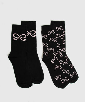 2 Paires de Chaussettes en Coton, Noir