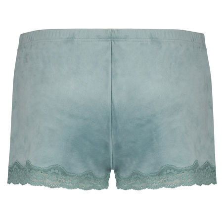 Shorts aus Velours mit Spitze, Grün