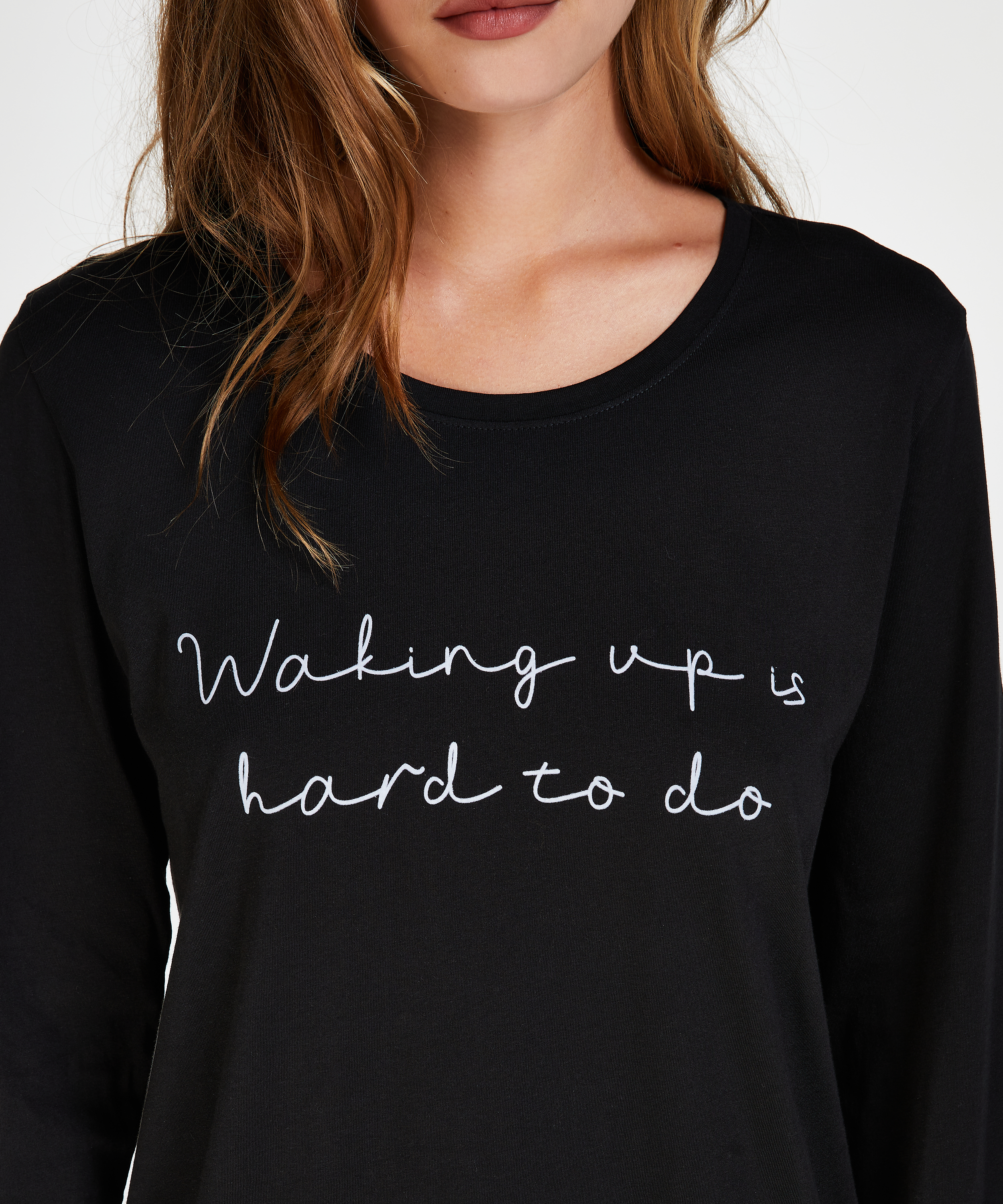 Nachthemd Rundhals, Schwarz, main