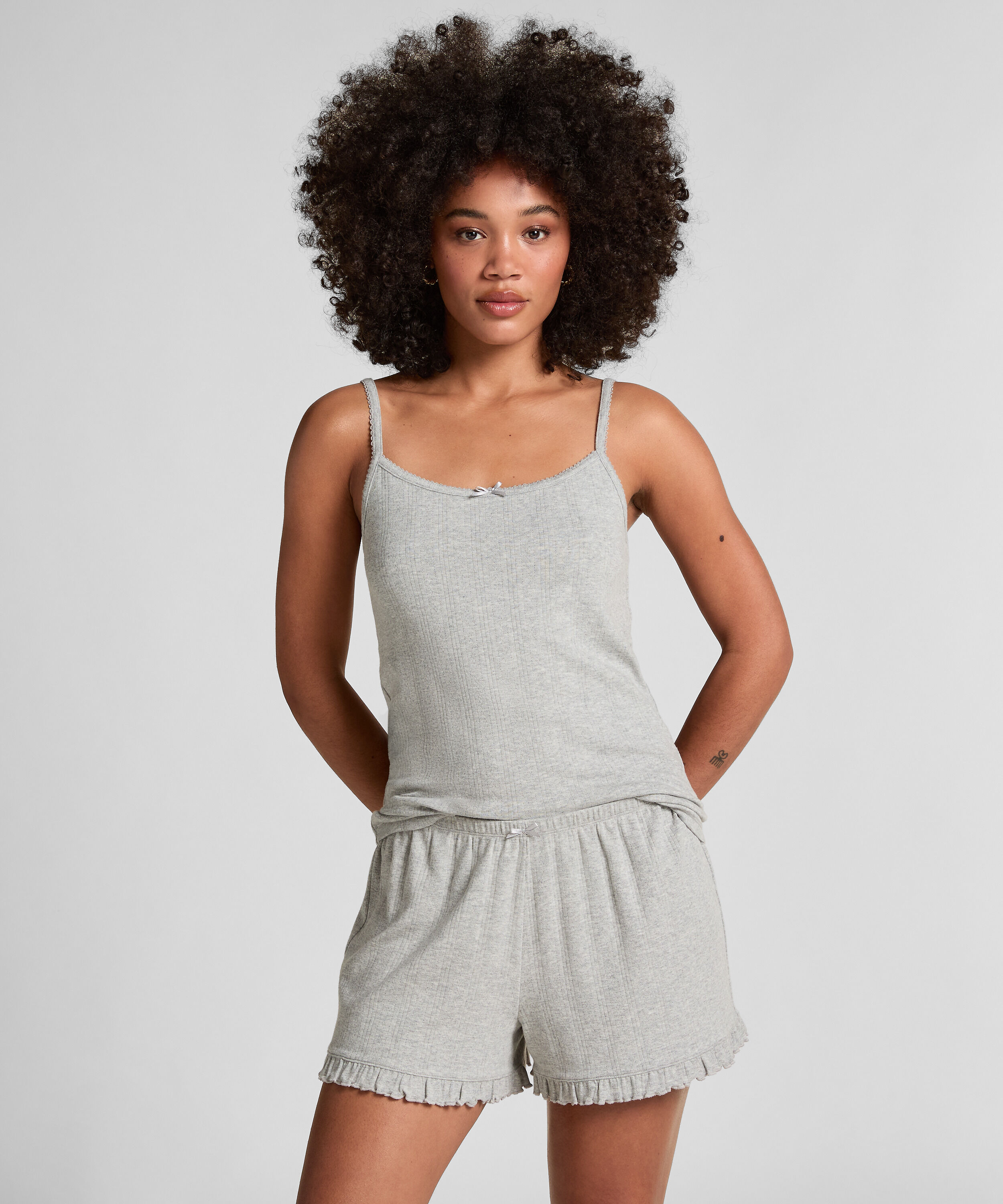 Pointelle-Shorts, Grau Pointelle-Shorts, Grau