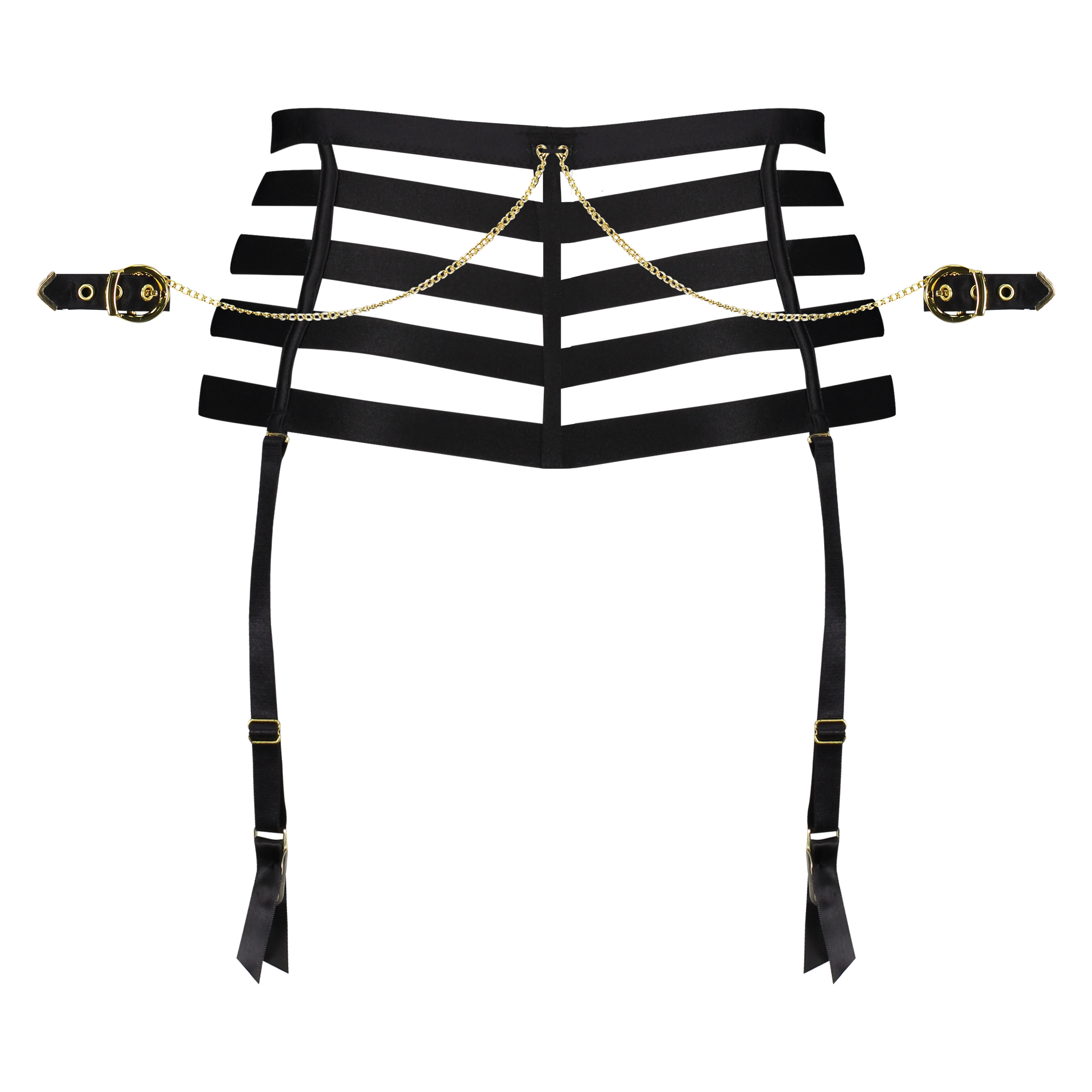 Slip brésilien ouvert taille haute Honey, Noir, main