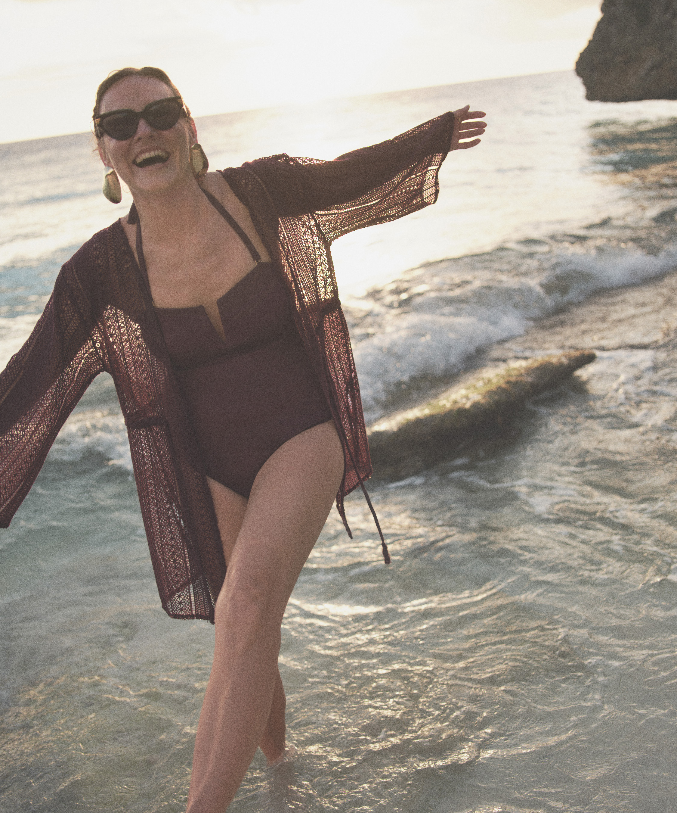 Caftan de plage en crochet, Violet, main