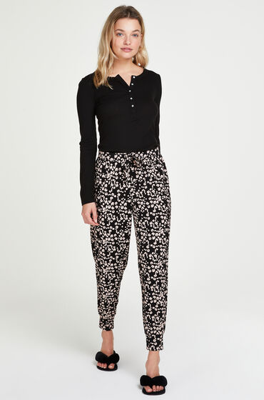 Hunkemöller Pantalon de pyjama Petite Painted Leopard Noir