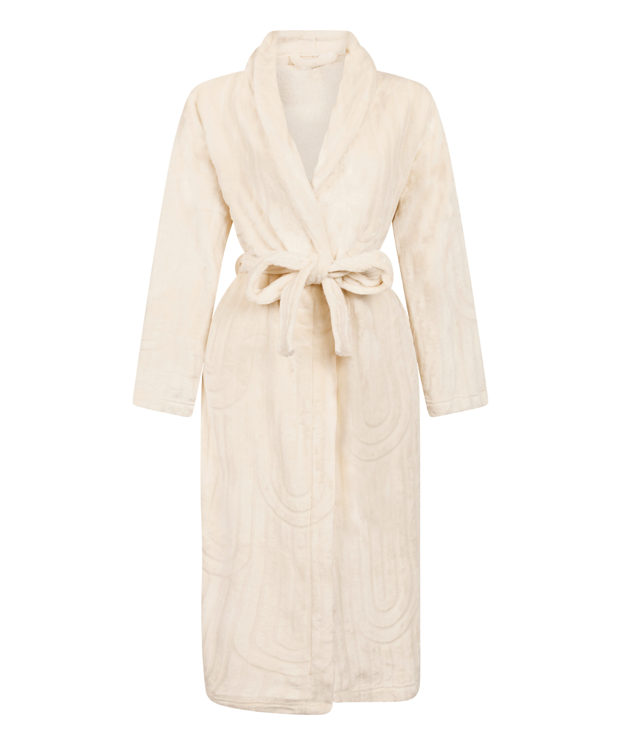 Robe de chambre longue en Fleece, Blanc