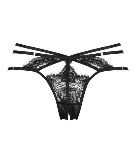 Slip br&eacute;silien ouvert Seraphina, Noir