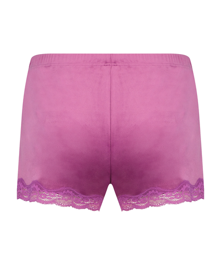 Shorts aus Velours mit Spitze, Lila