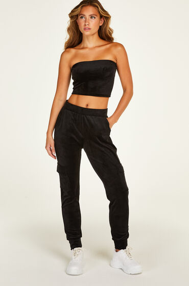 Hunkemöller Pantalon de jogging Velours Cargo Noir