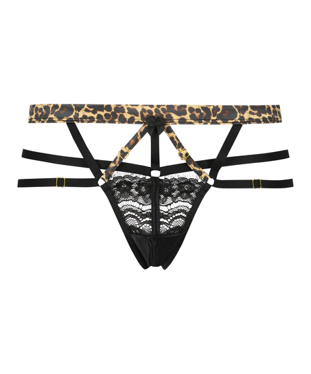 Hoher Brazilian Mitzy mit offenem Schritt, Schwarz