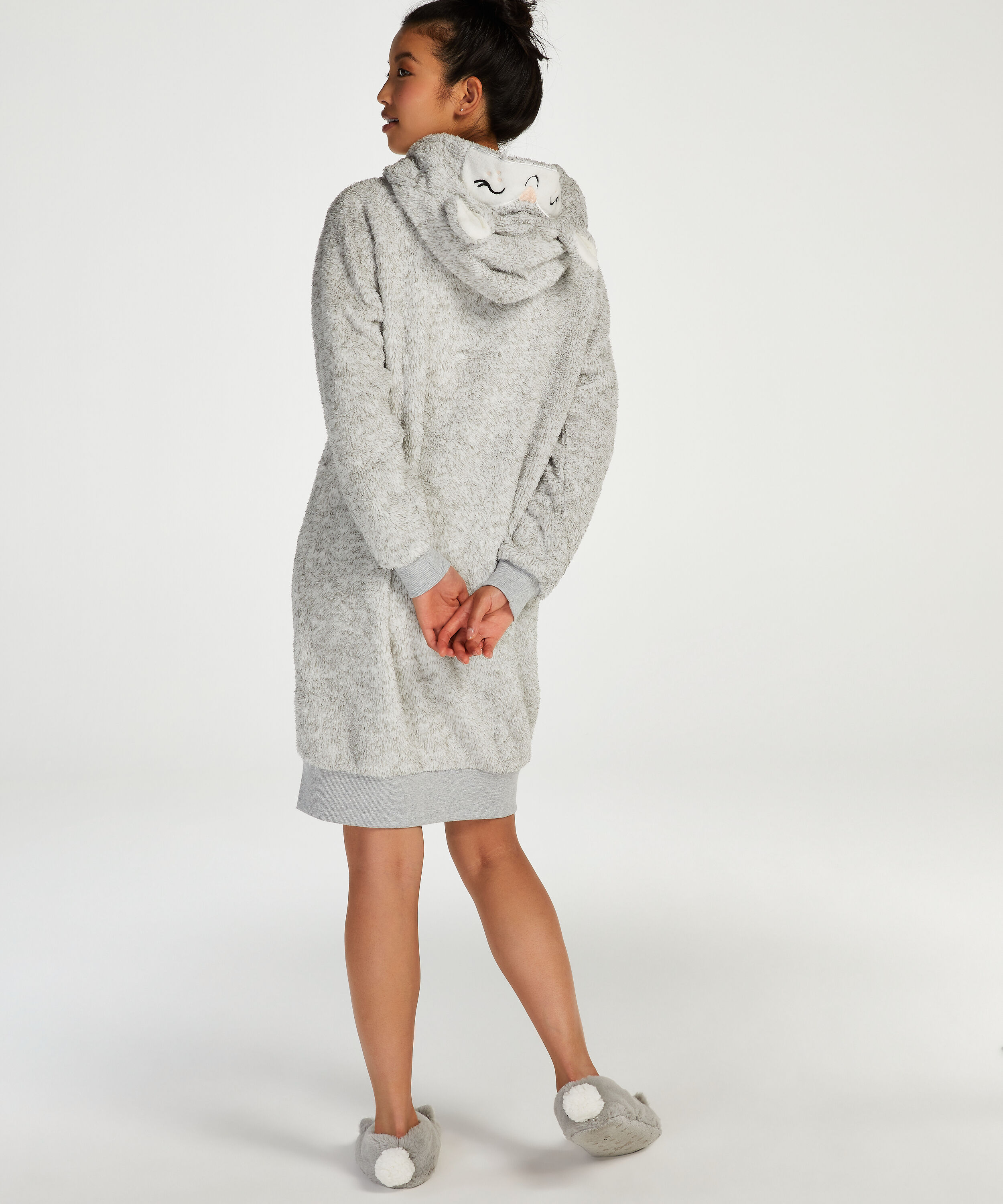 Bademantel Fleece, Grau