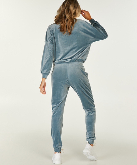 Pantalon de survêtement de maternité en velours, Bleu