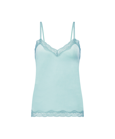 Cami Top Velours Lace, Gr&uuml;n