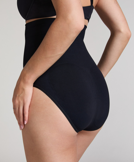 Slip Rio taille haute sans coutures mettant en valeur la silhouette, Noir