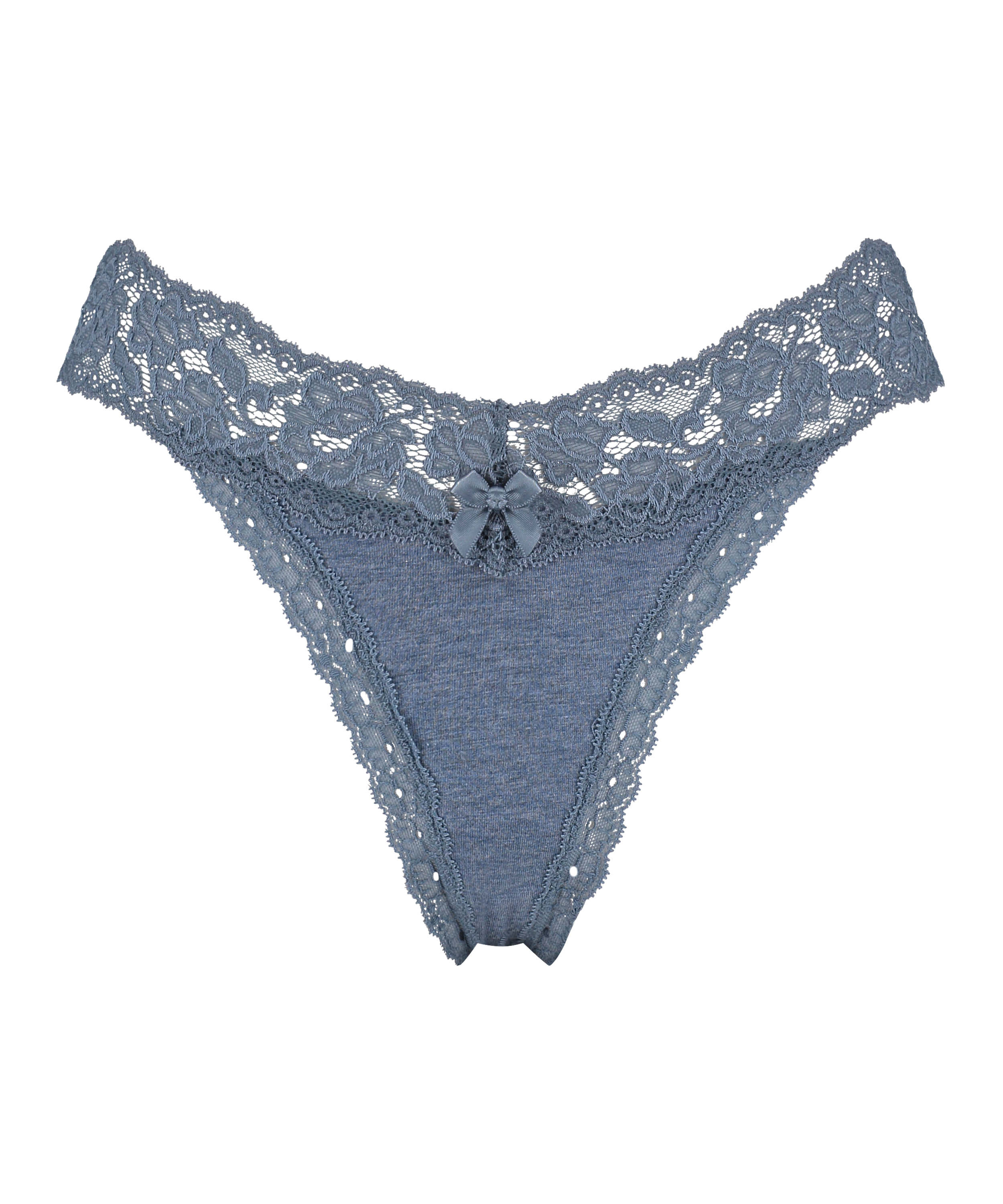 String taille extra basse en coton, Bleu, main