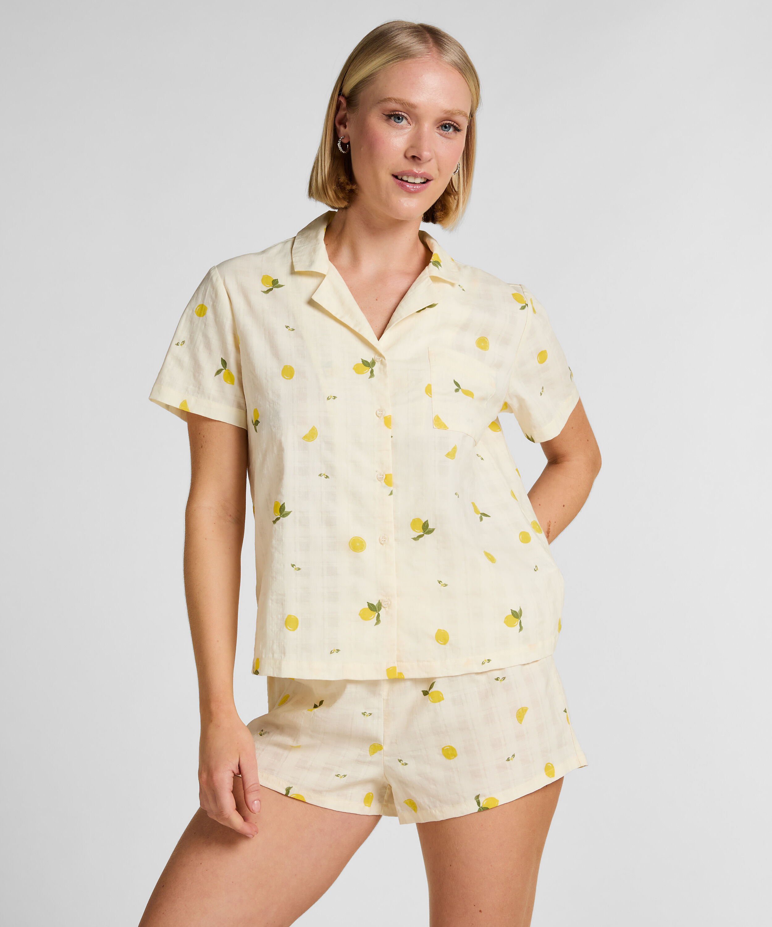 Zitronen Pyjama Set, Weiß