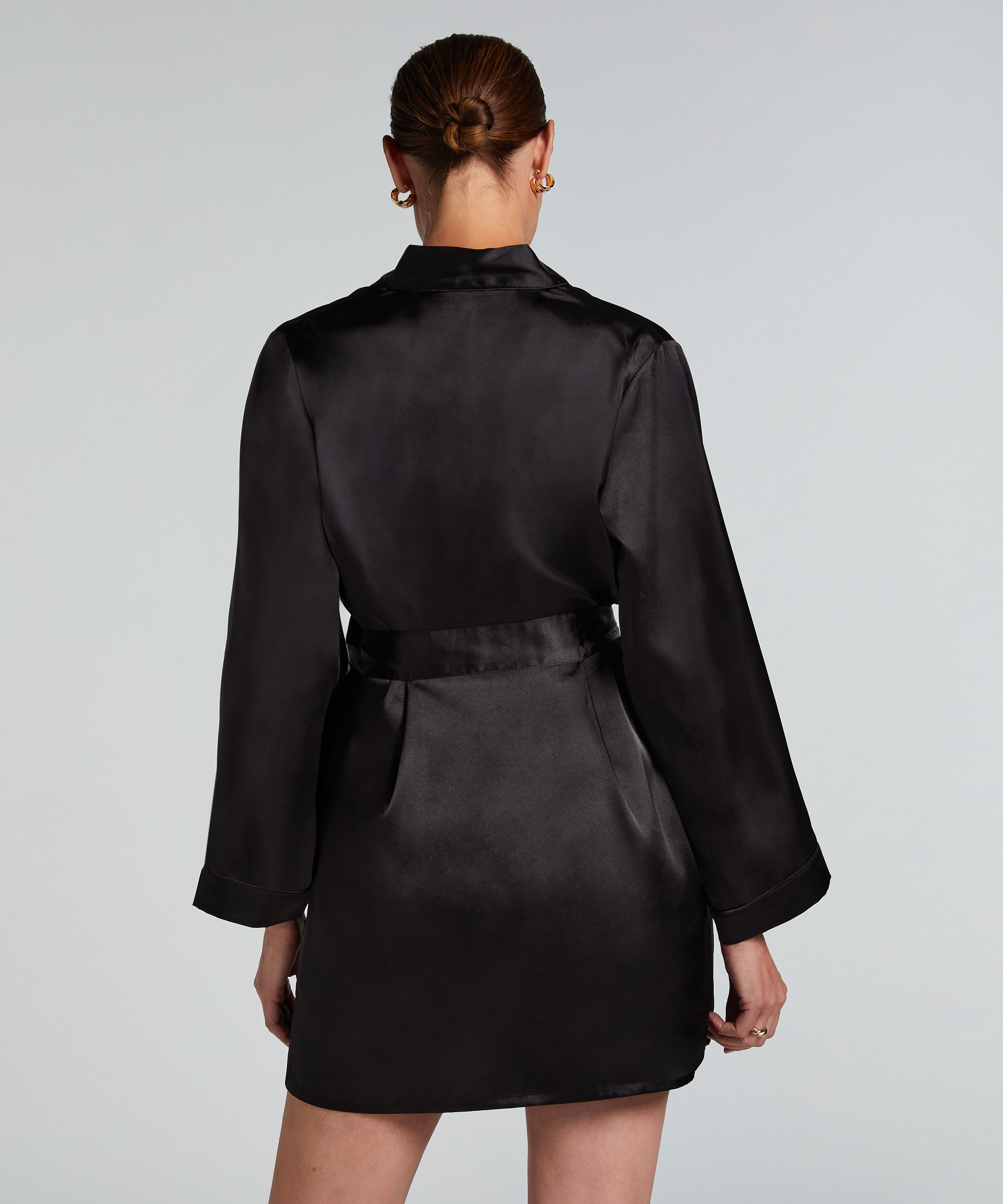 Kimono Satin, Schwarz, main