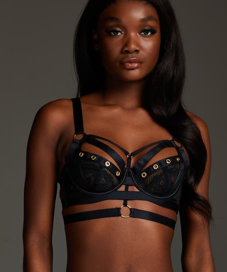 Soutien-gorge à armatures non rembourré longline Sadie, Noir