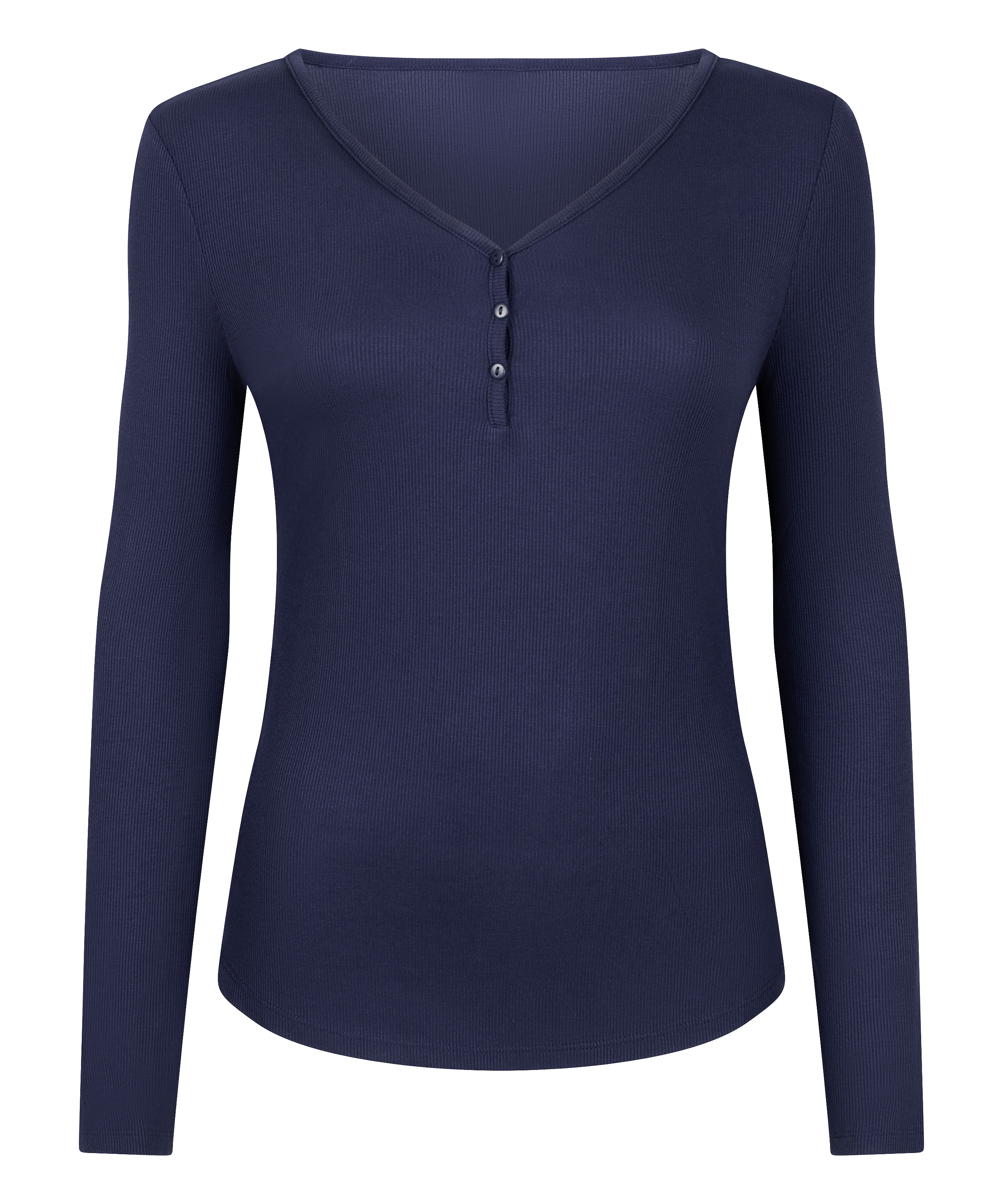 Haut de pyjama à manches longues Henley, Bleu, main