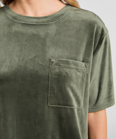 Top Velours Pocket, Vert