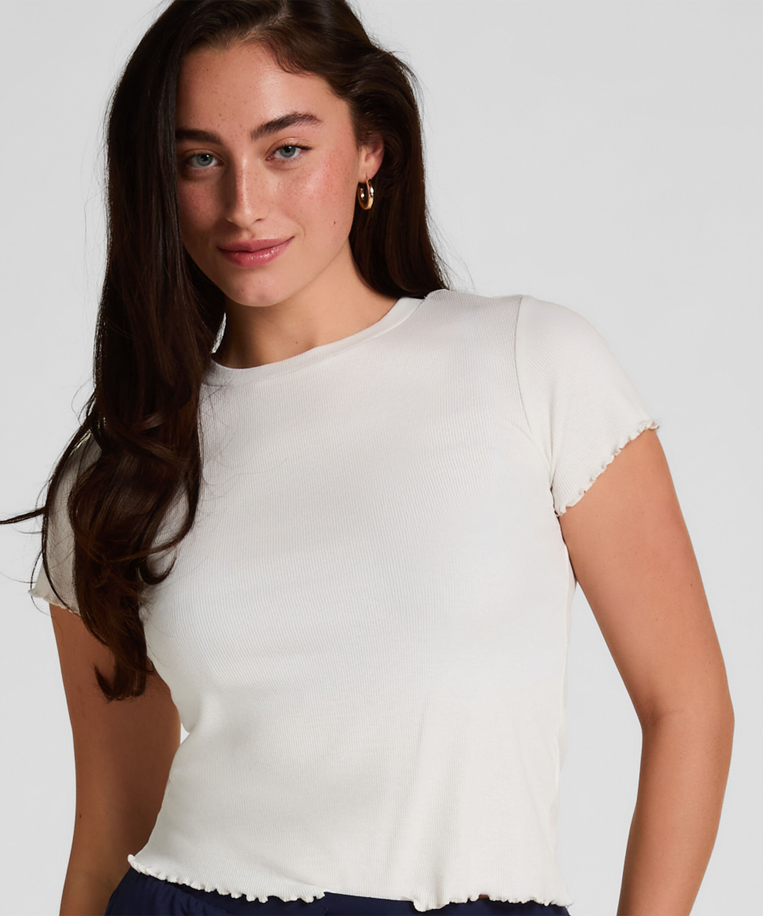 Chemise à manches courtes en coton, Blanc