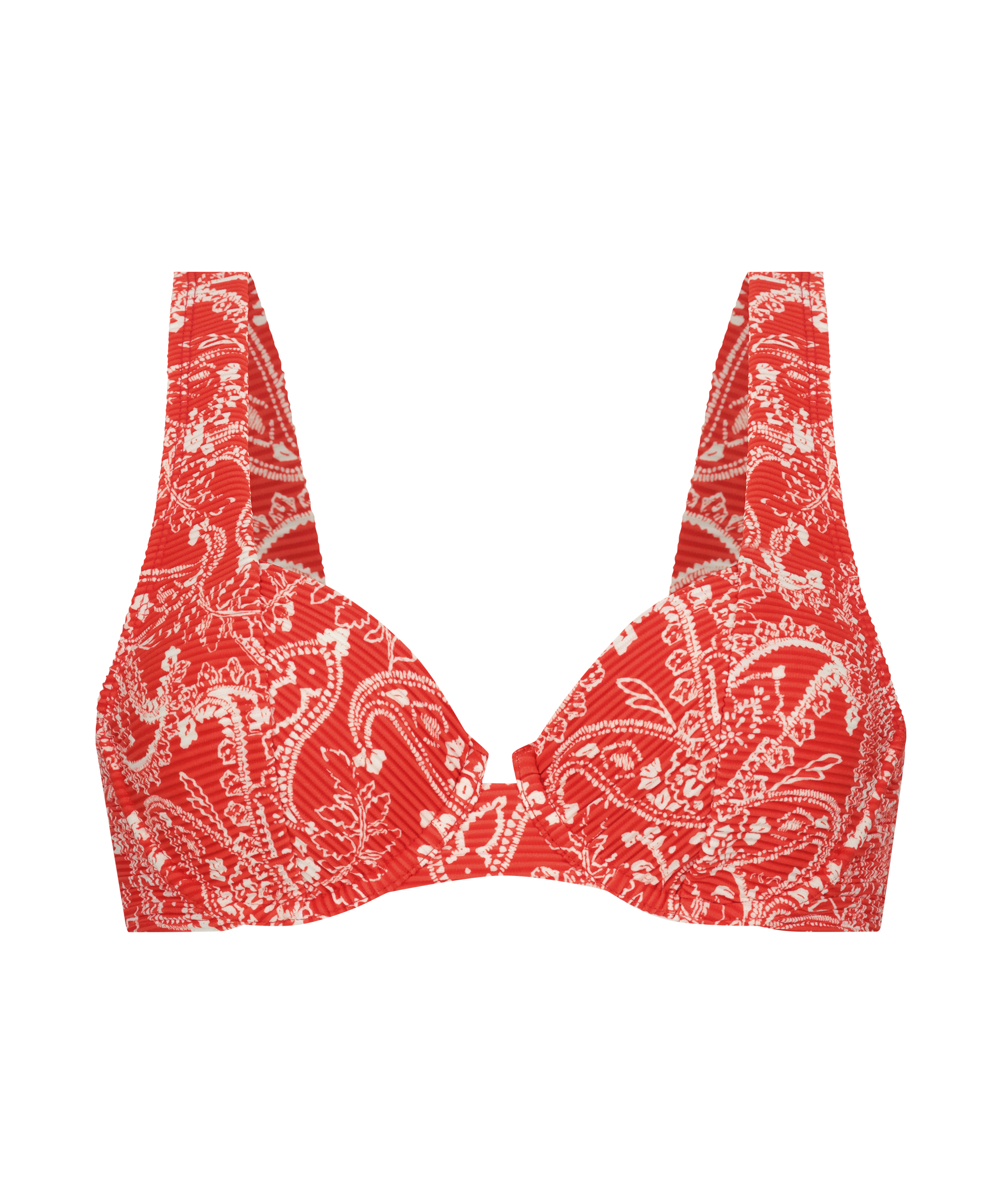 Nicht-vorgeformtes B&uuml;gel-Bikini-Oberteil Paisley, Rot, main