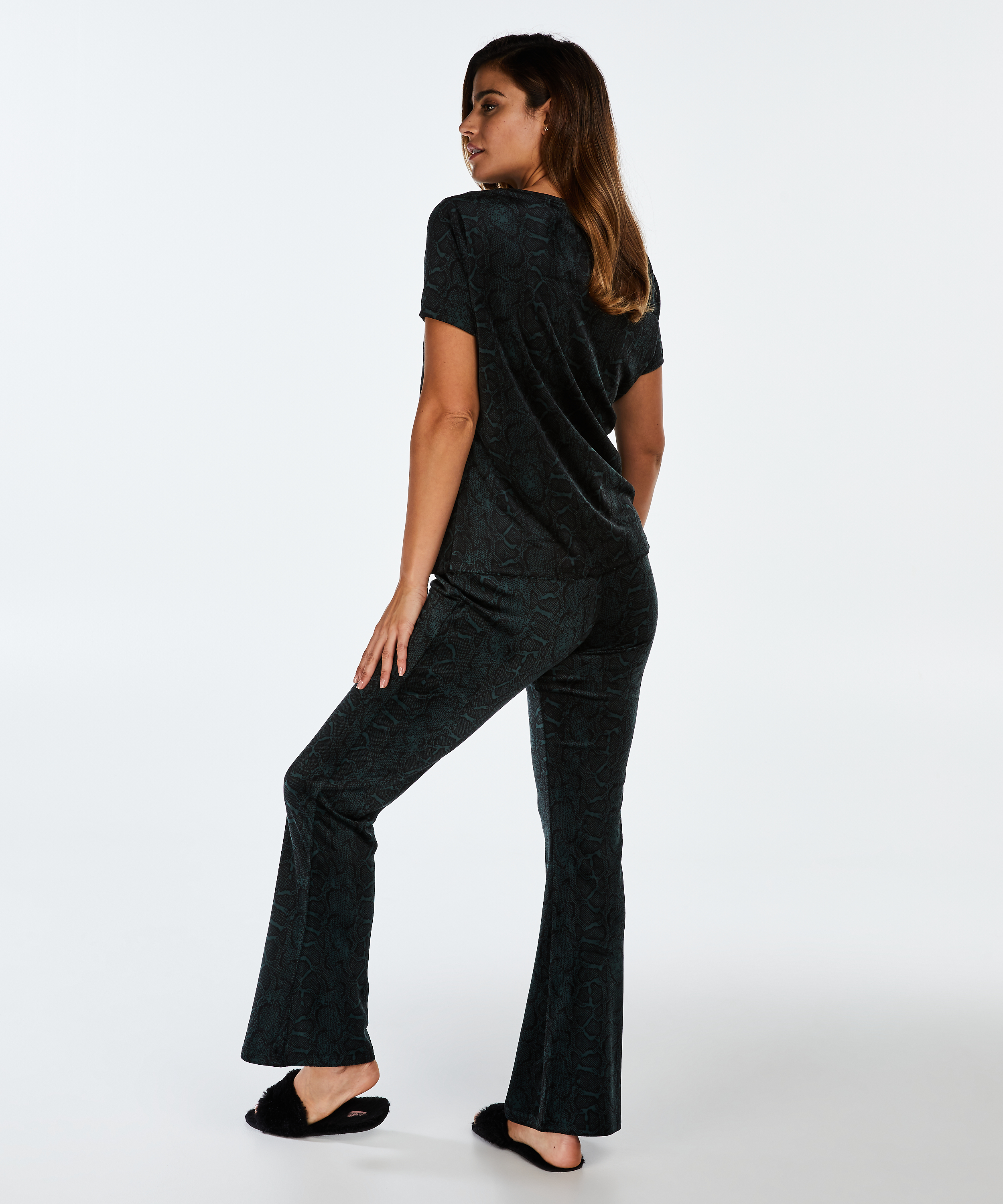 Legging Velours Flared, Vert, main