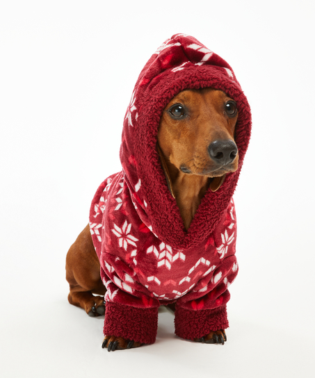 Fleece Hunde-Onesie, Rot