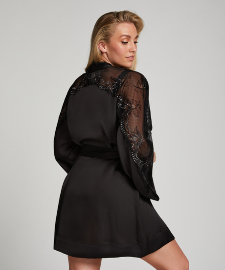 Kimono Satin Donna Sparkle, Noir