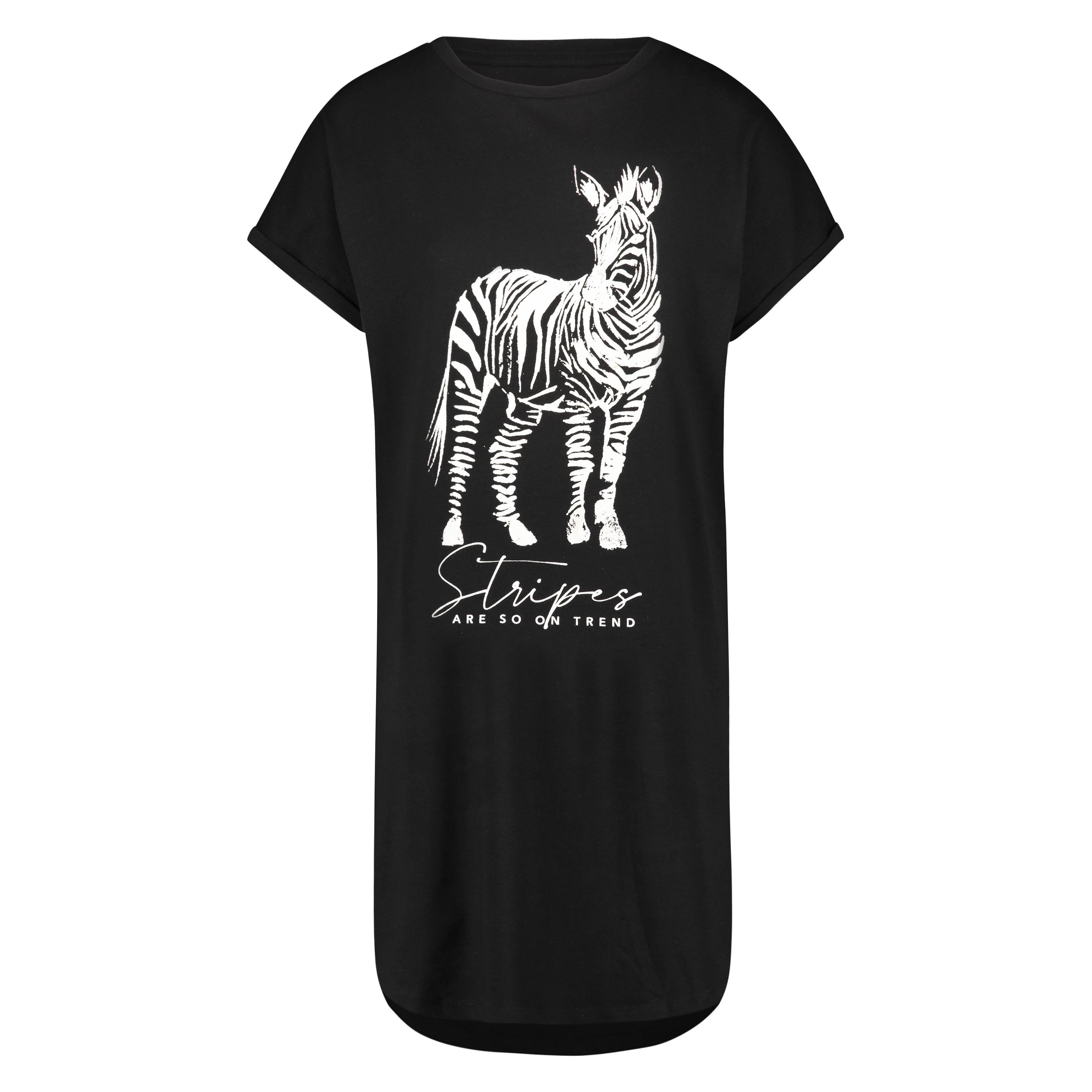 Nachthemd Rundhalsausschnitt, Schwarz, main