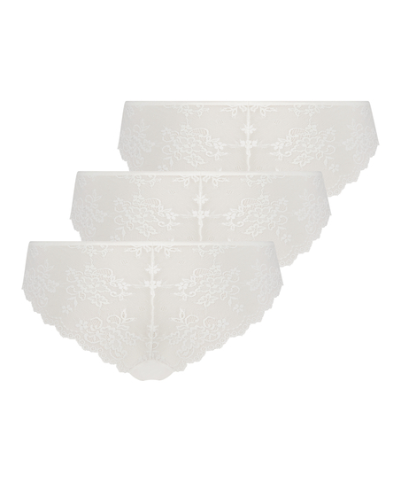 Lot de 3 Slip brésilien Invisible Lace Back, Blanc