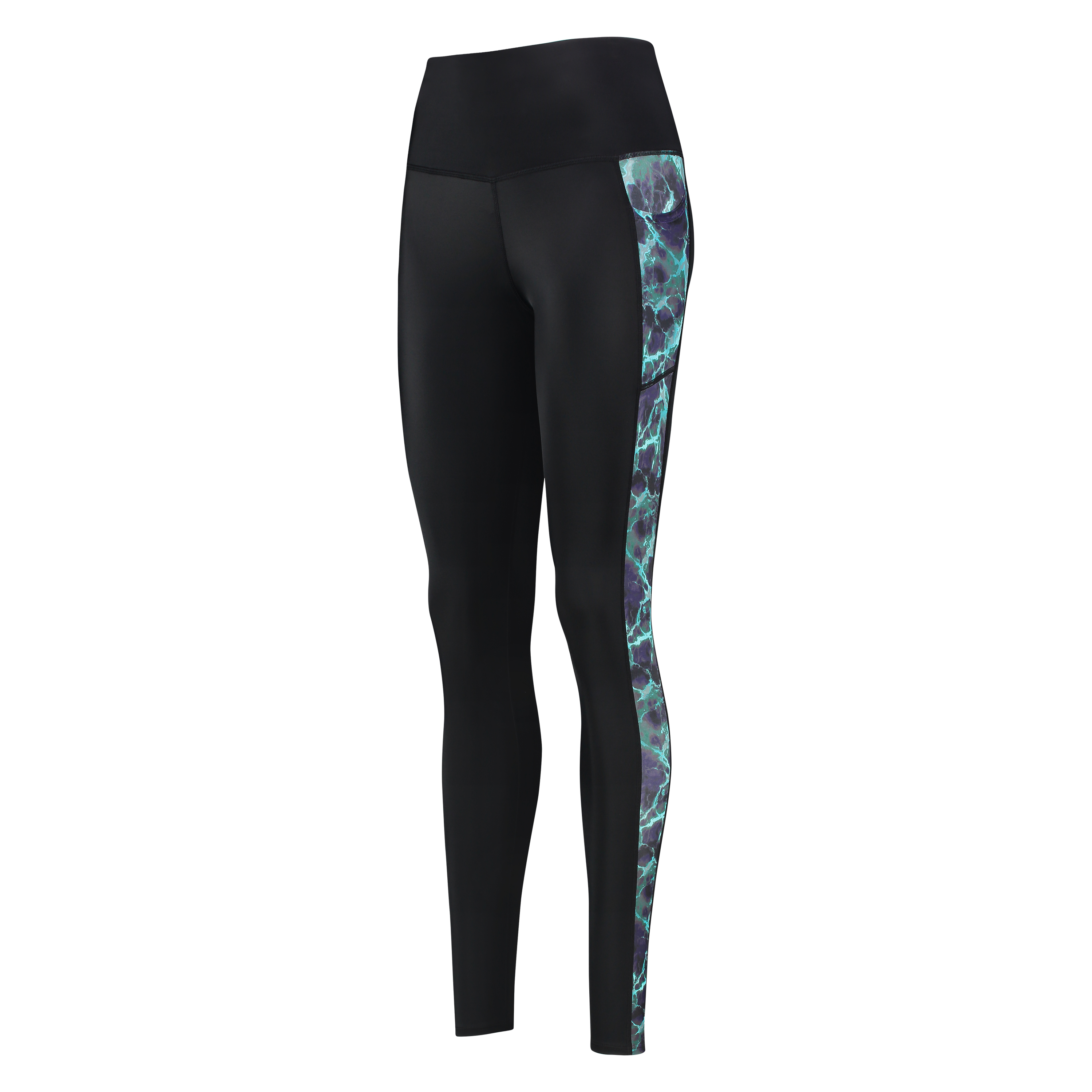 HKMX Legging de sport taille haute Marbre Niveau 3, Bleu, main