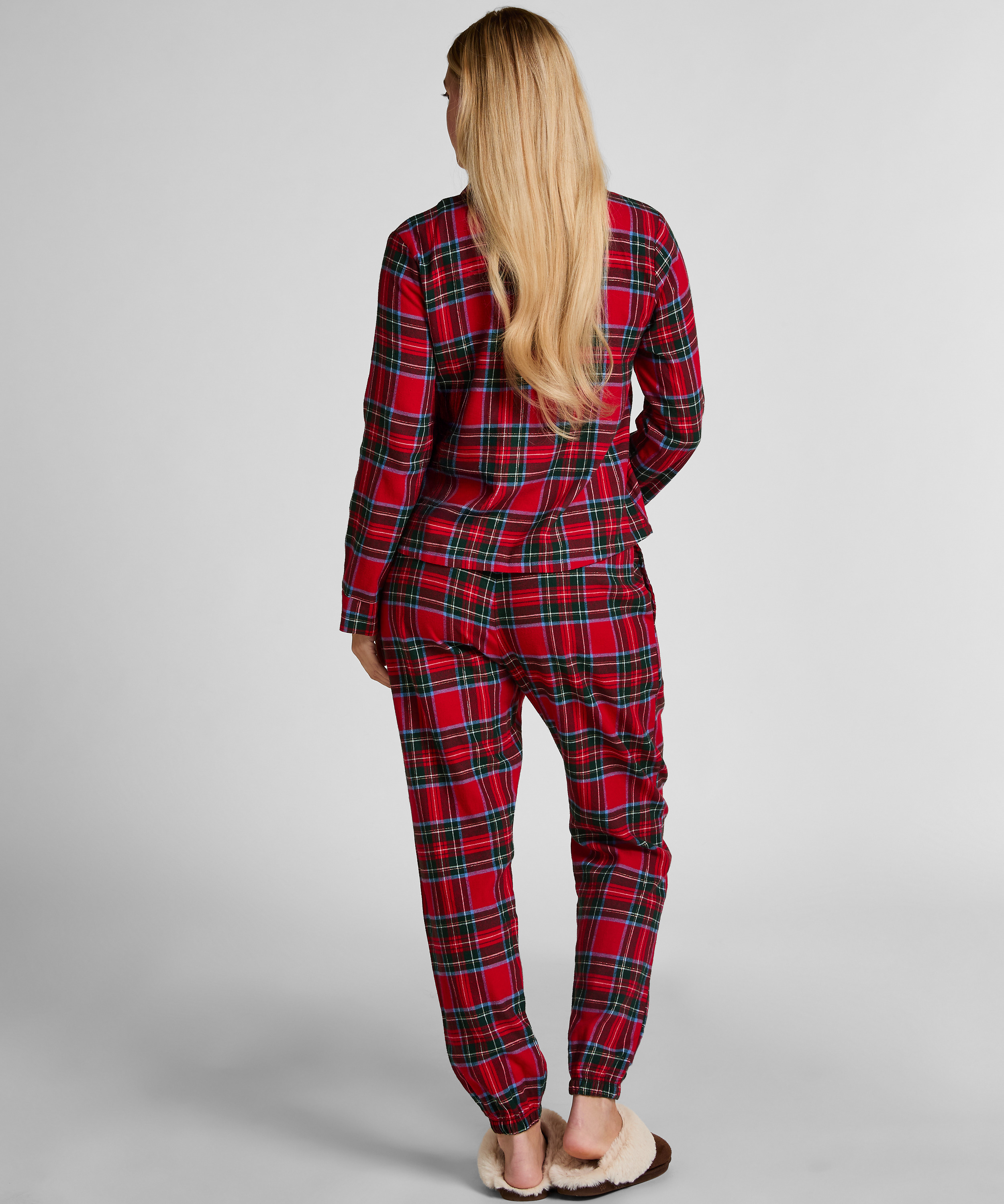 Pyjamahose aus Flanell, Rot, main